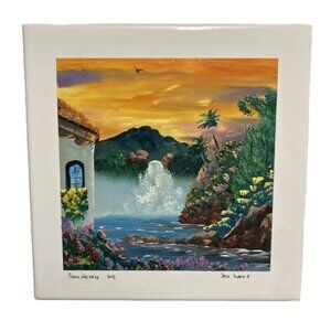 Hand Painted Ceramic Tile 8”X8” Puerto Vallarta 2012 Mexico Artist Signed Jesus